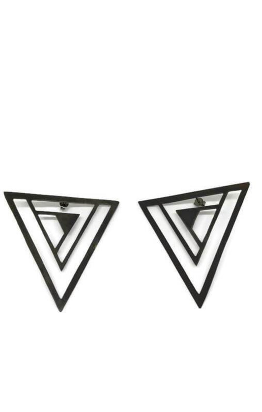 Oxidised brass earrings | Black Pyramides Earrings - CURIUDO
