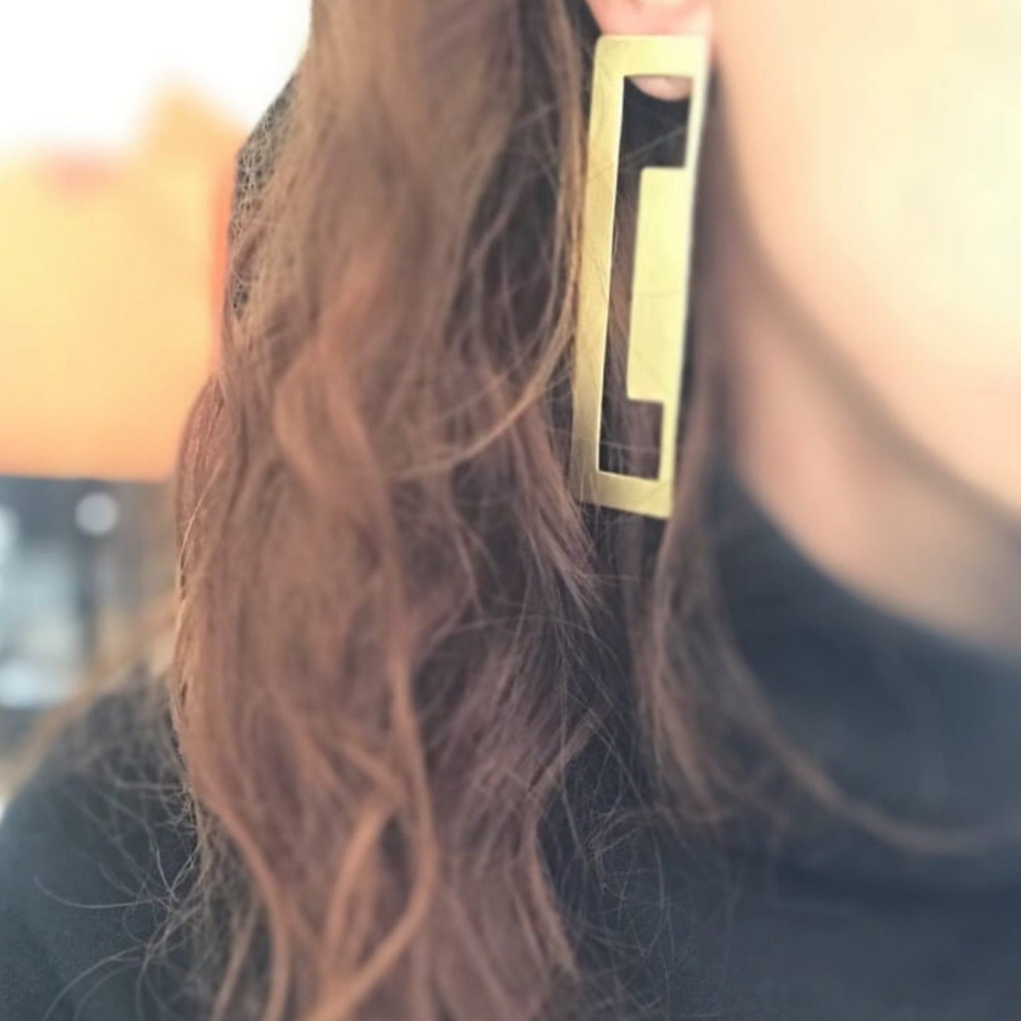 Brass earrings | Yellow Internal Ideas Earrings - CURIUDO