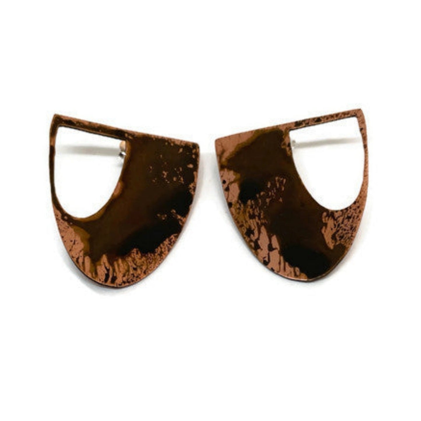 Oxidised copper Earrings | Rose - Black Drops Earrings  - CURIUDO