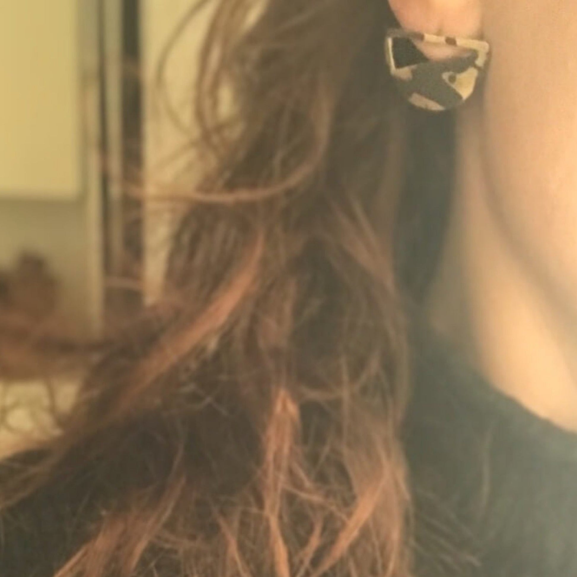 Oxidised brass Earrings | Yellow - Black Moonset Earrings