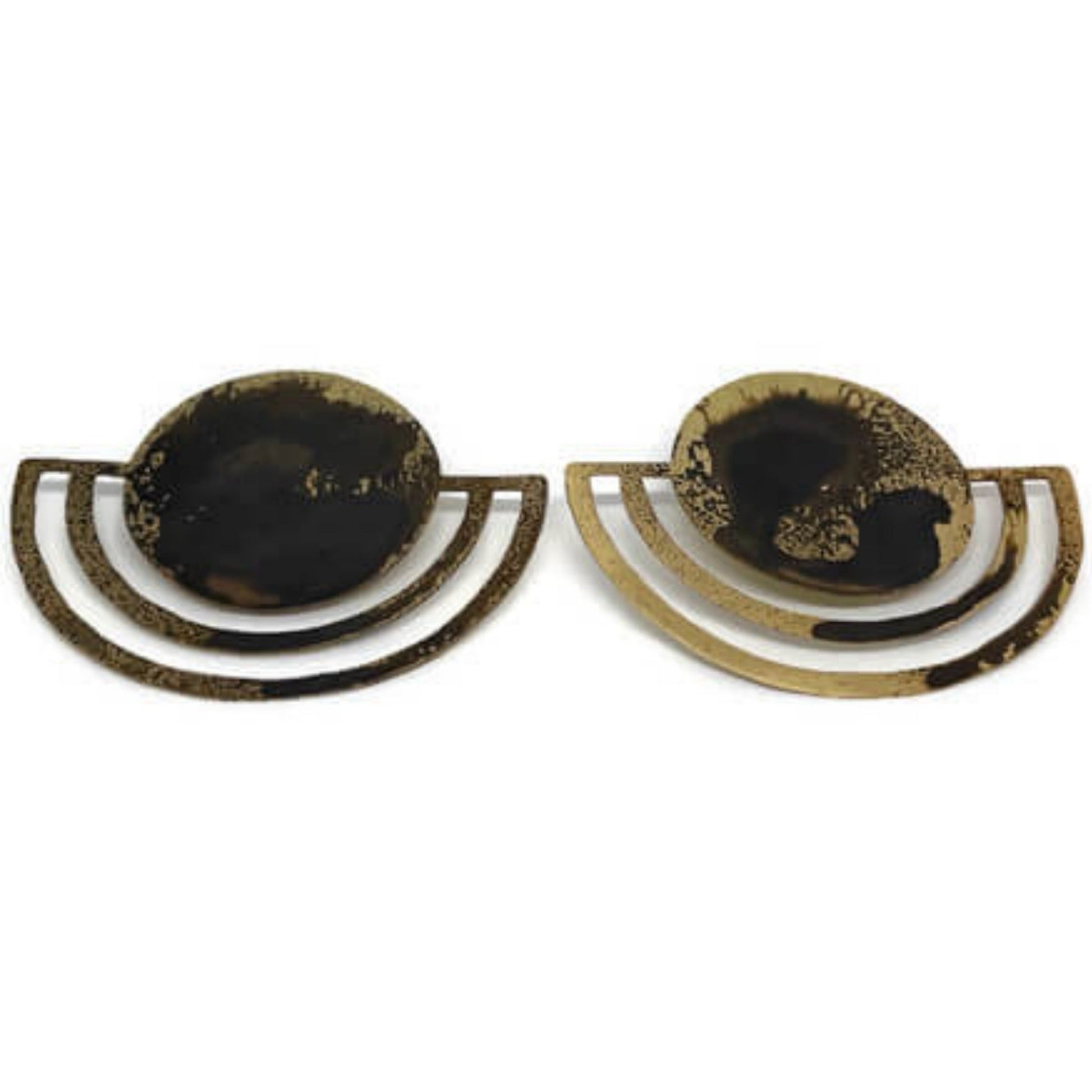 Oxidised brass Earrings | Yellow - Black Internal Ideas Earrings - CURIUDO