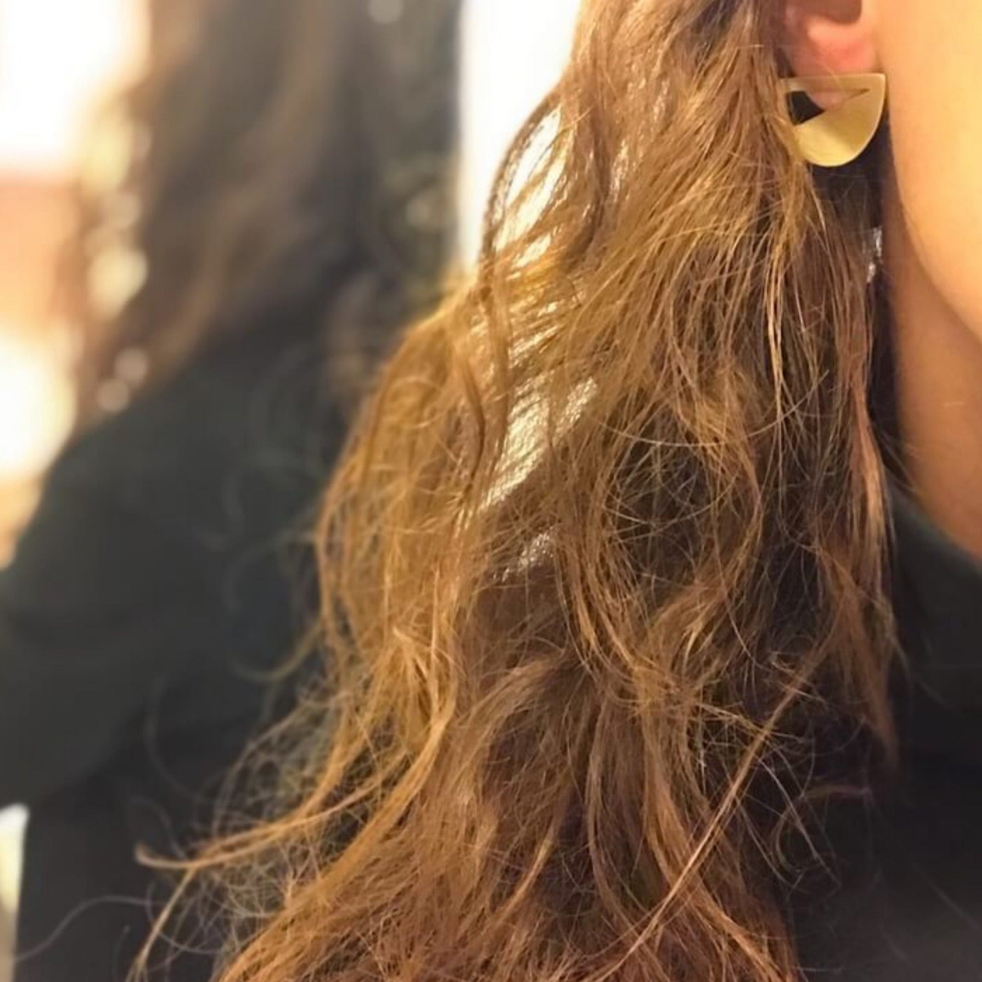 Brass Earrings | Yellow Moonset Earrings - CURIUDO