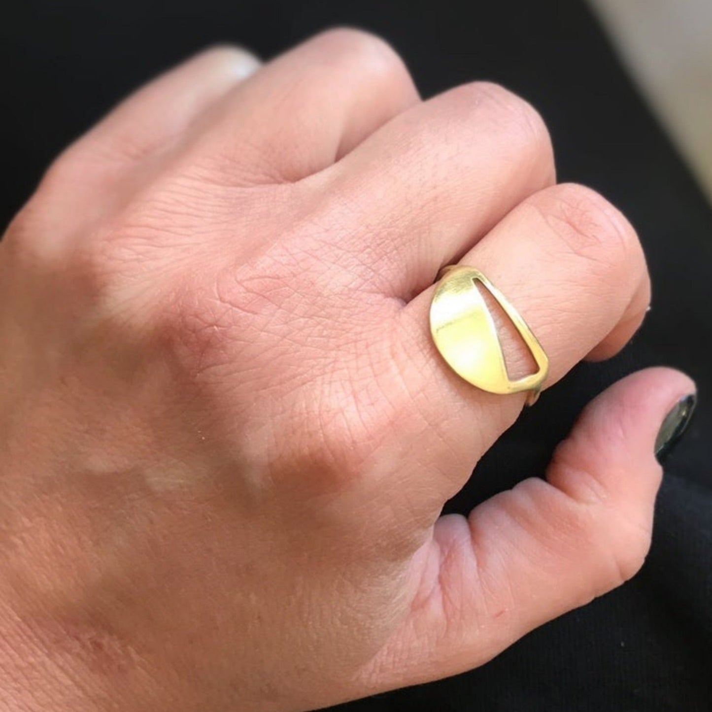 Brass ring | Yellow Moonset Ring - CURIUDO