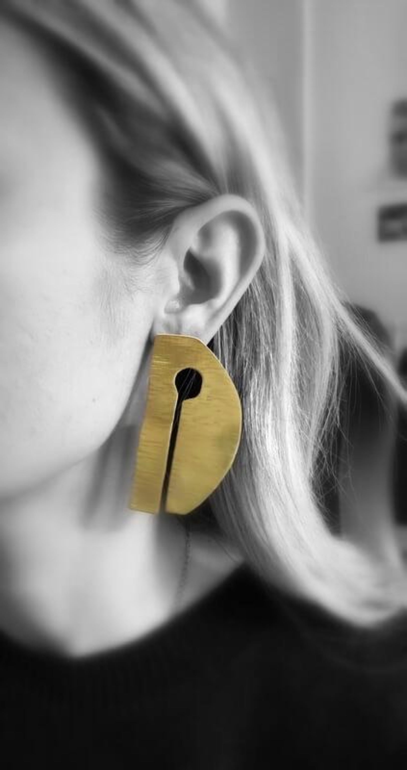 Brass earrings | Yellow Past + Future Earrings - CURIUDO