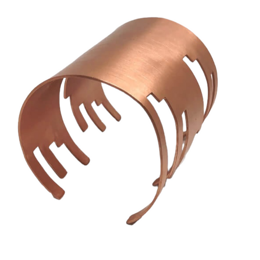 Copper cuff bracelet | Rose Unified Lines Bracelet - CURIUDO
