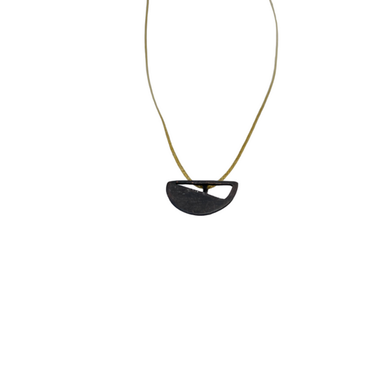Oxidised brass necklace | Black Moonset Necklace - CURIUDO