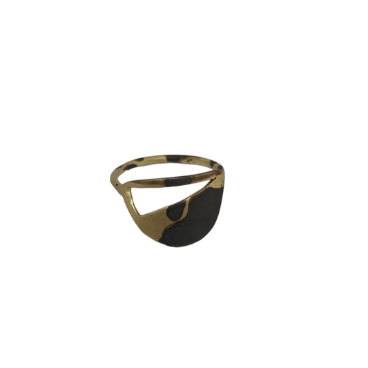 Oxidised brass ring | Yellow - Black Moonset Ring