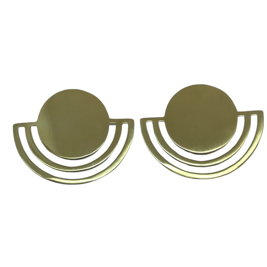 Brass Earrings | Yellow Earth In Layers Earrings - CURIUDO