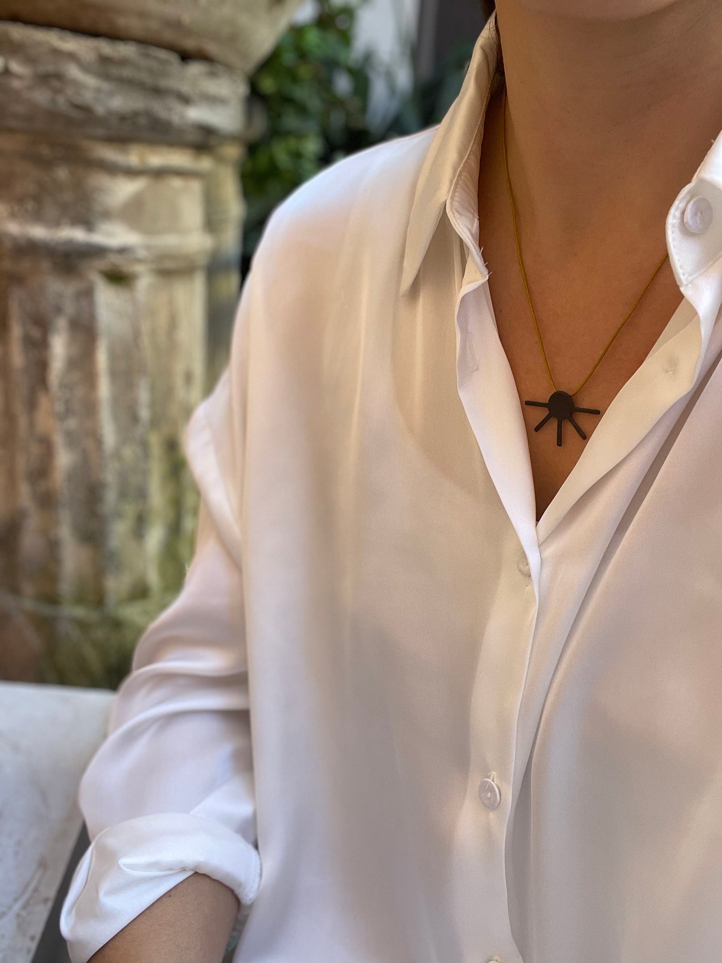 Oxidised Brass necklace | Black Sun Necklace - CURIUDO