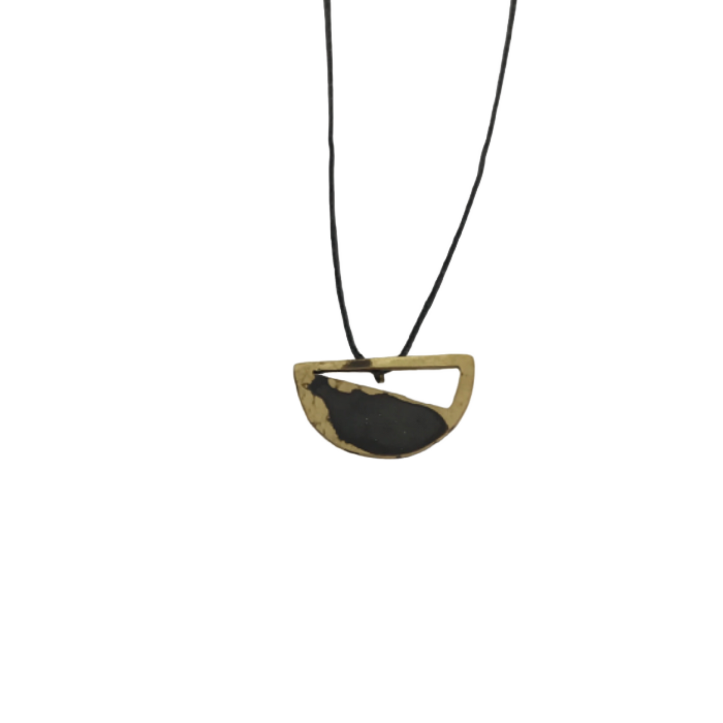 Oxidised brass necklace | Yellow - Black Moonset Necklace
