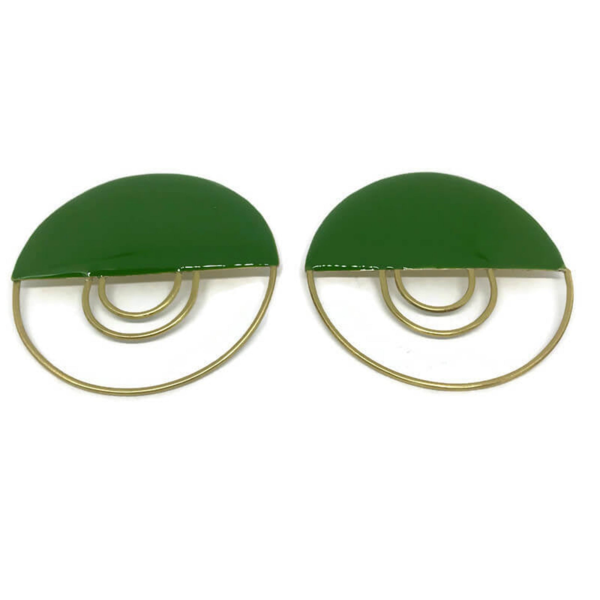 Brass earrings with resin | Sphere In Layers Earrings - CURIUDO