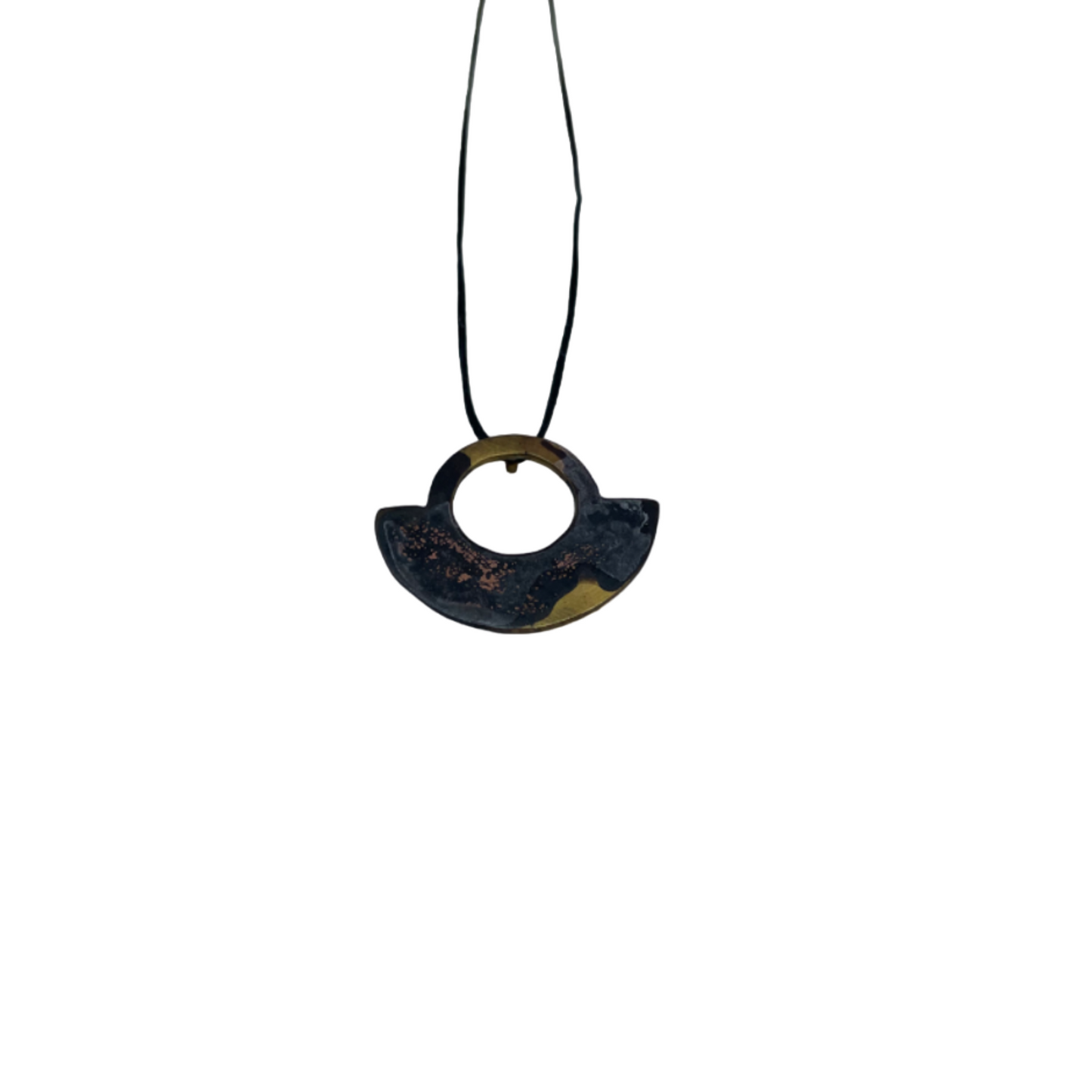 Oxidised brass necklace | Yellow - Black Balancing Necklace - CURIUDO